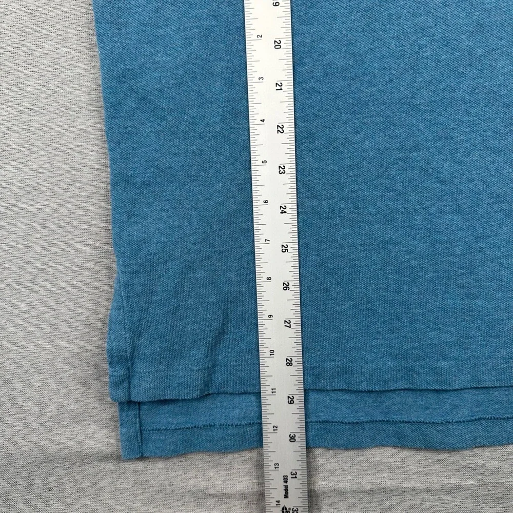 Ralph Lauren Polo Shirt Mens Medium Teal Blue Heathered Cotton Pique Mesh Preppy